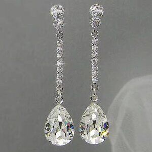 NEW Luxury Long Rhinestone Sparkling Shiny Drop Earrings